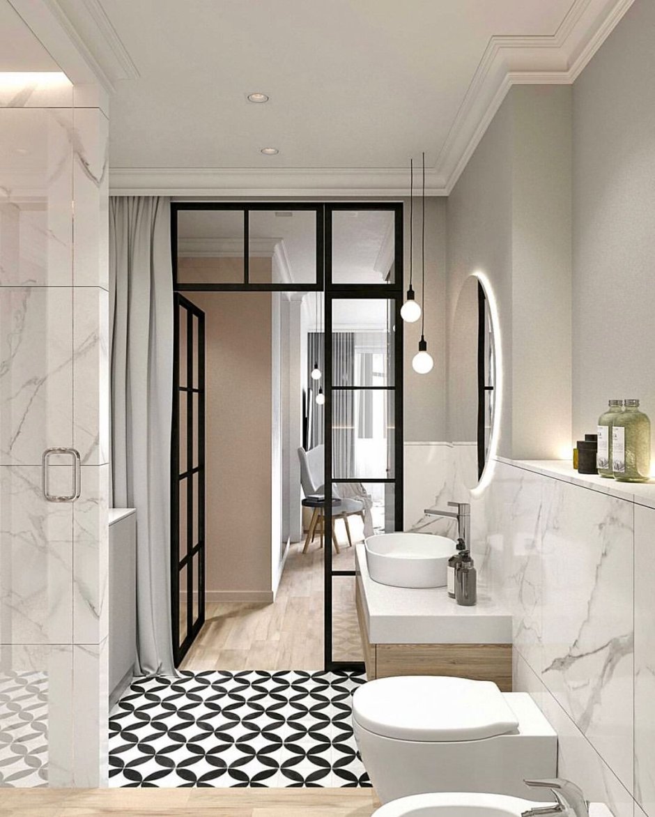 Стеклянная перегородка в санузел