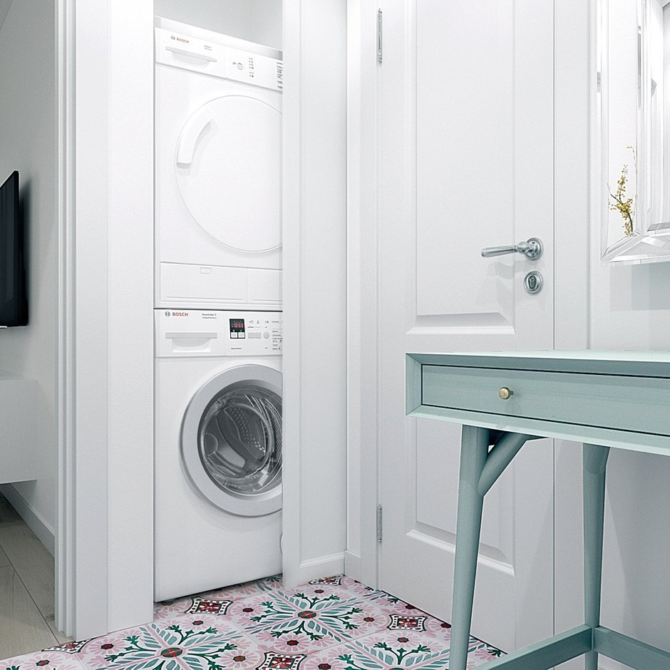 Стиральная и сушильная машина в интерьере