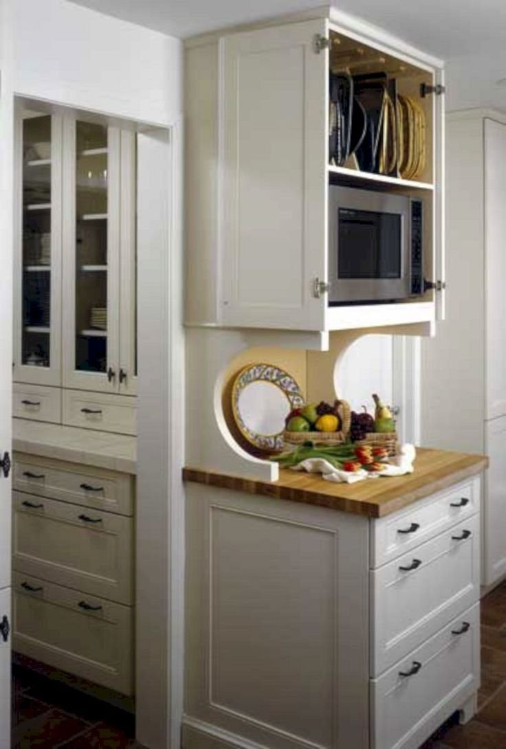 Шкаф для микроволновки на кухне