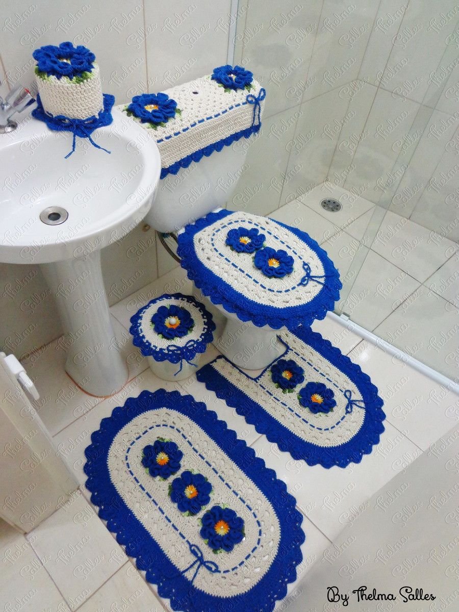 Вязаные коврики для ванной и туалета