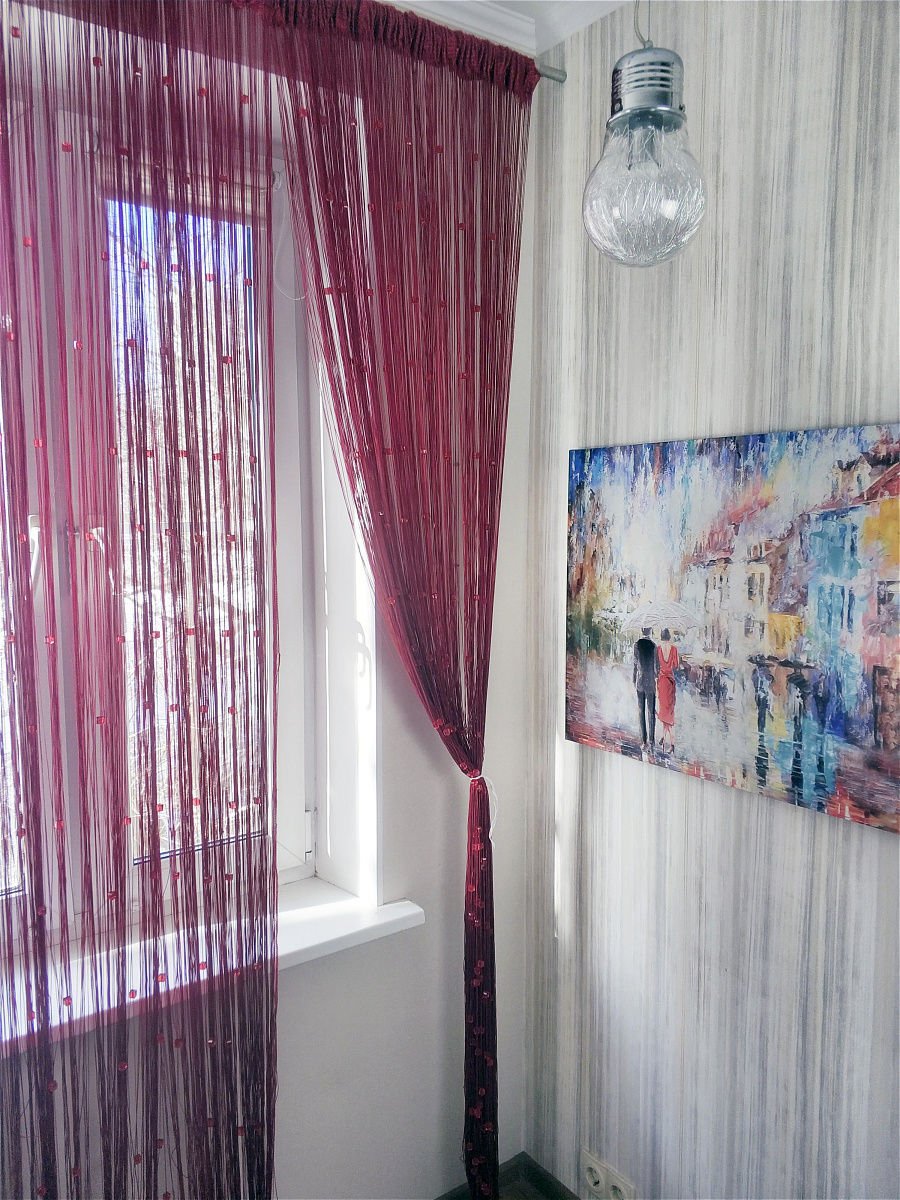 Занавески нитки на кухню