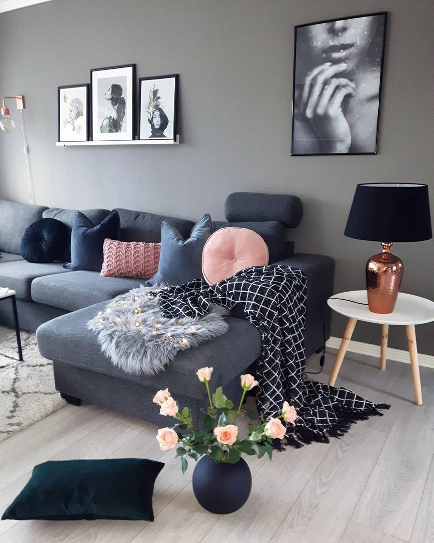 Гостиная в сером цвете