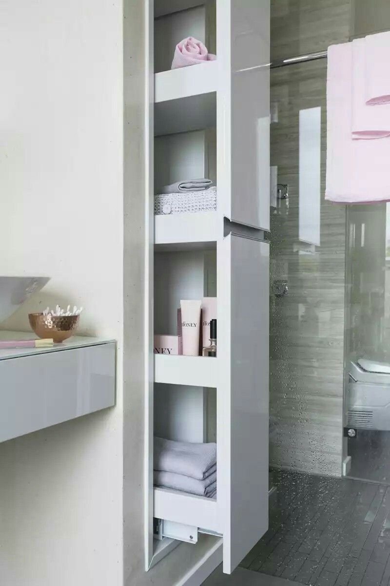 Выдвижной узкий шкаф в ванную