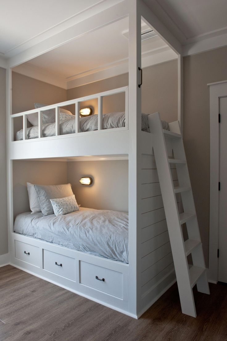 Встроенная двухъярусная кровать для детей