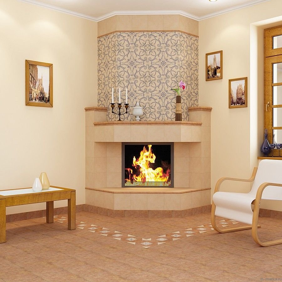Отделка камина плиткой Керама Марацци