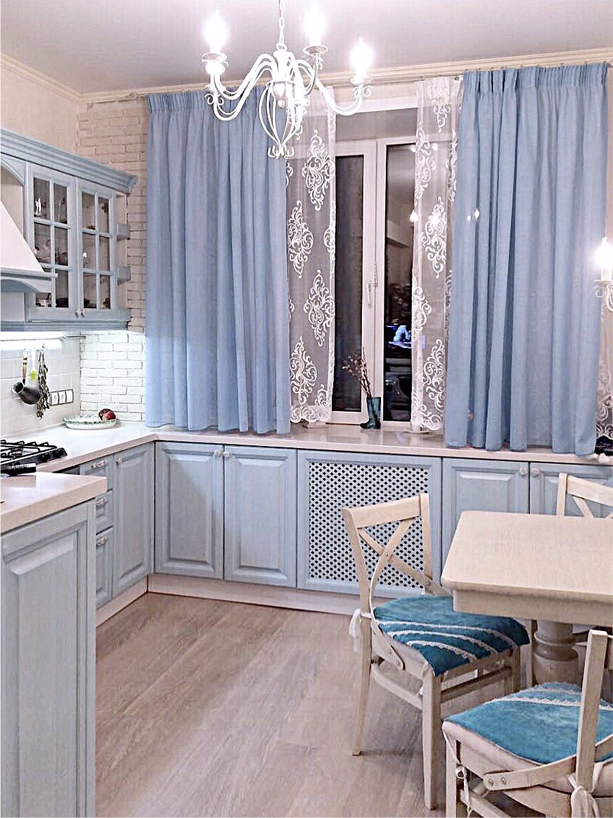 Голубая кухня в интерьере