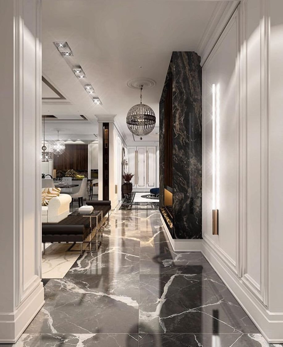 Мраморная плитка в коридоре