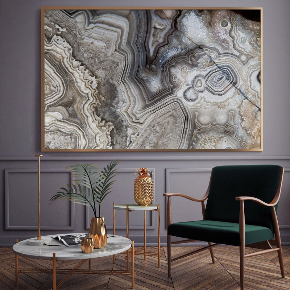 Фреска срез камня в интерьере