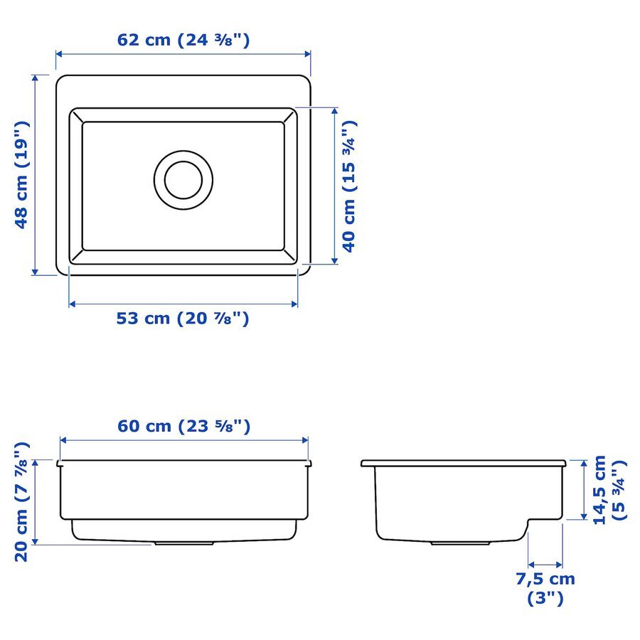 HAVSEN ХАВСЕН мойка с видимой фронтальной стенкой белый 62x48 см