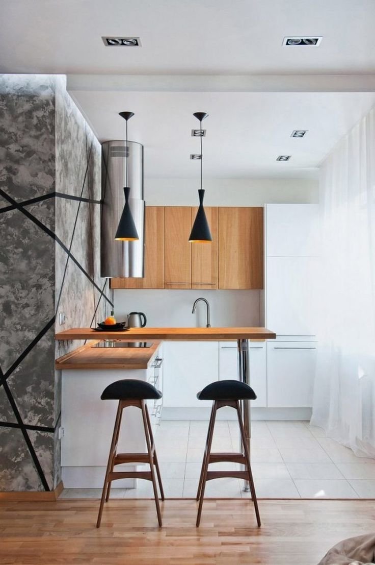 Г-образная кухня-гостиная