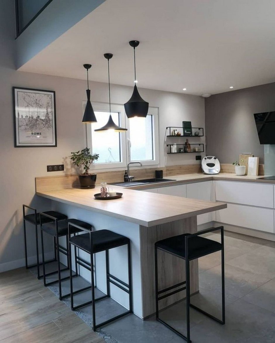 Кухня в нише гостиной