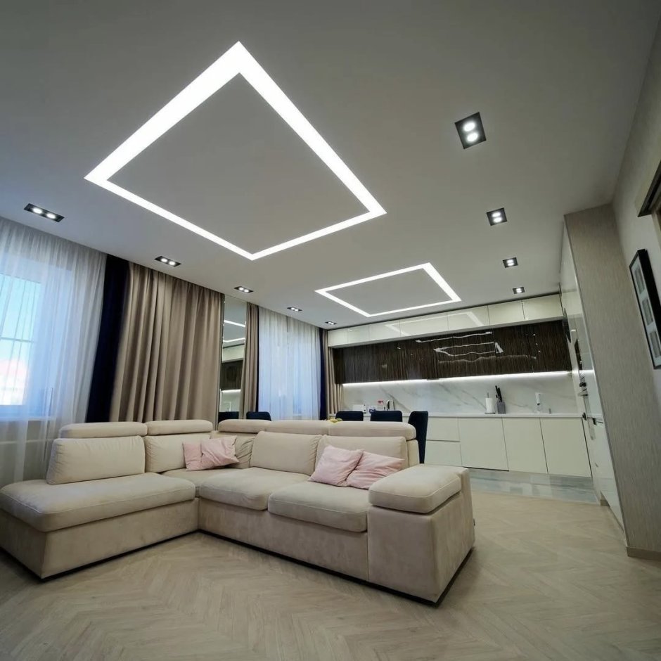 Световые линии на потолке