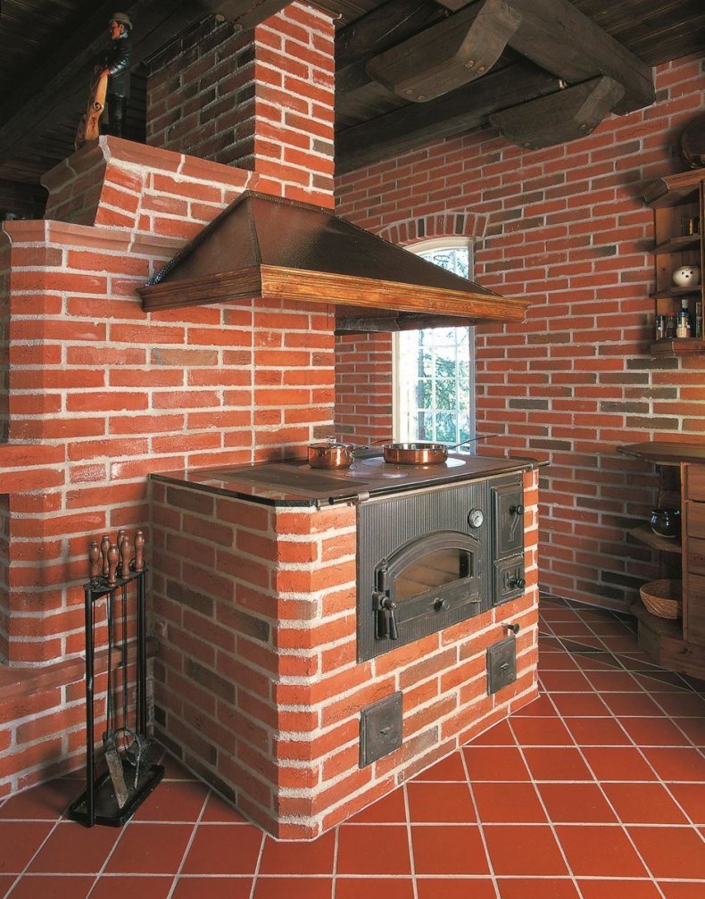 Сочетание вагонки и кирпича в интерьере