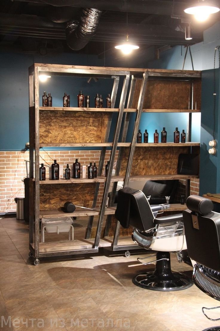 Стол и стеллаж в стиле лофт барбер