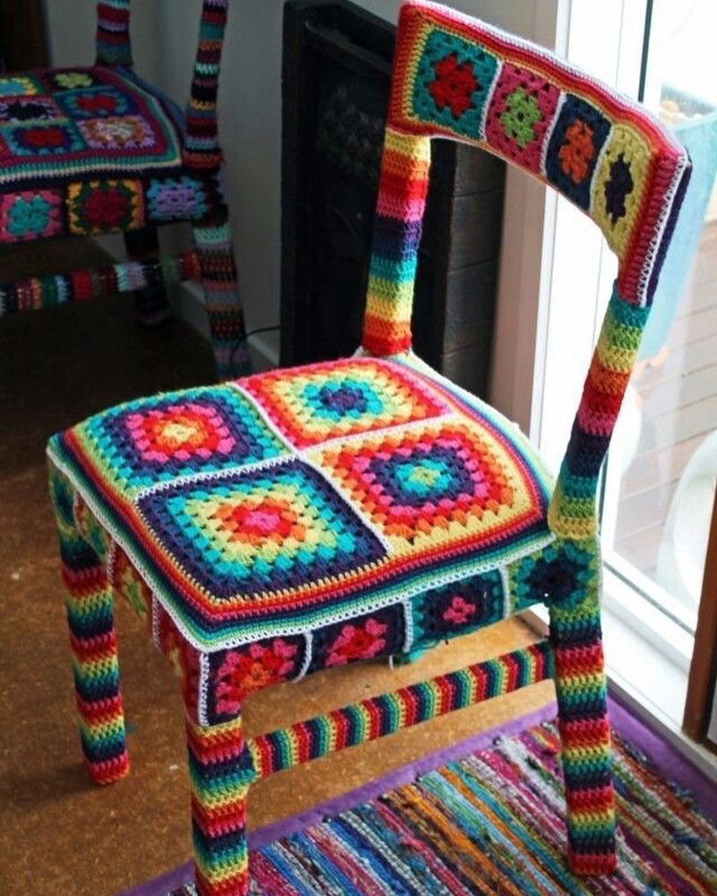 Вязаная сидушка на стул