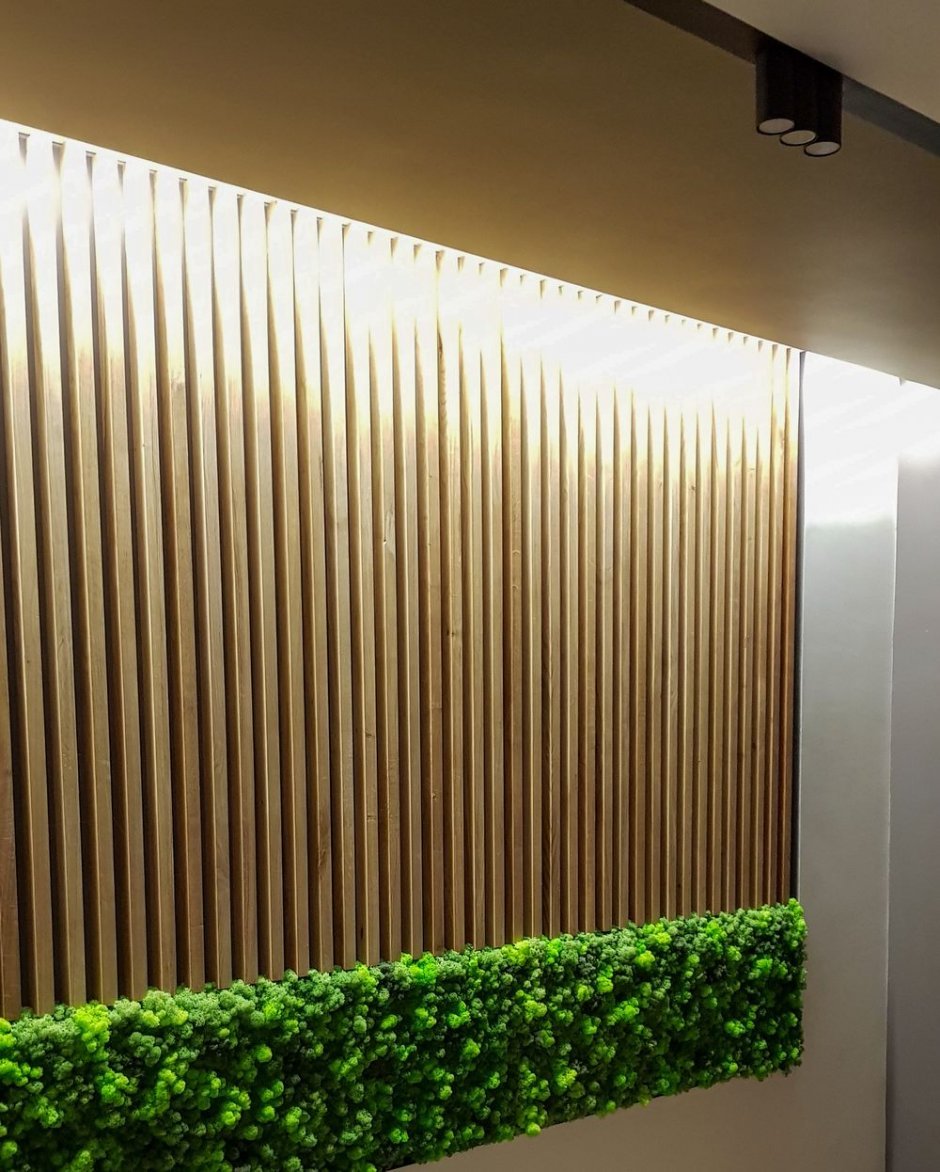 Деревянные рейки в интерьере кухни