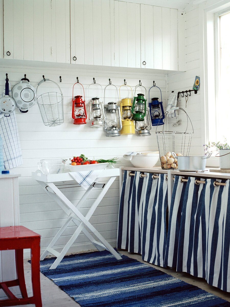 Кухня вместо фасадов шторы