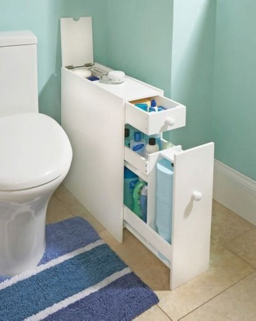 Узкая тумбочка в ванную