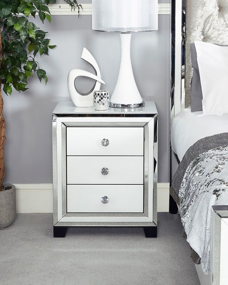 Прикроватная тумба Crystal Enza Home белый/черный