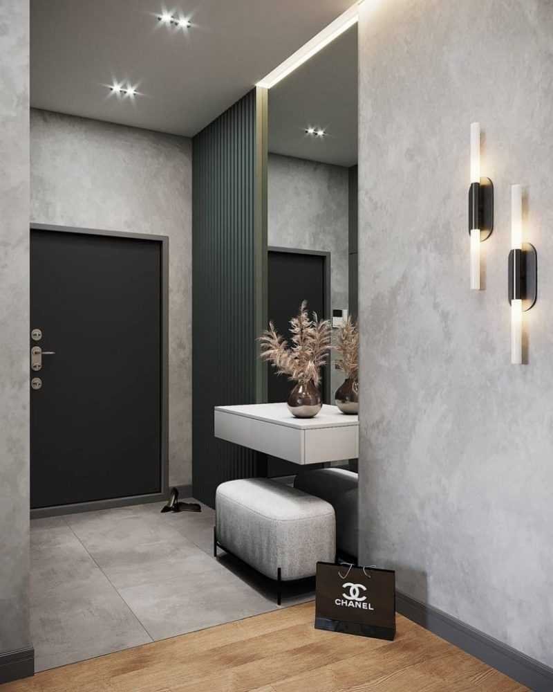 Прихожая в современном стиле серая