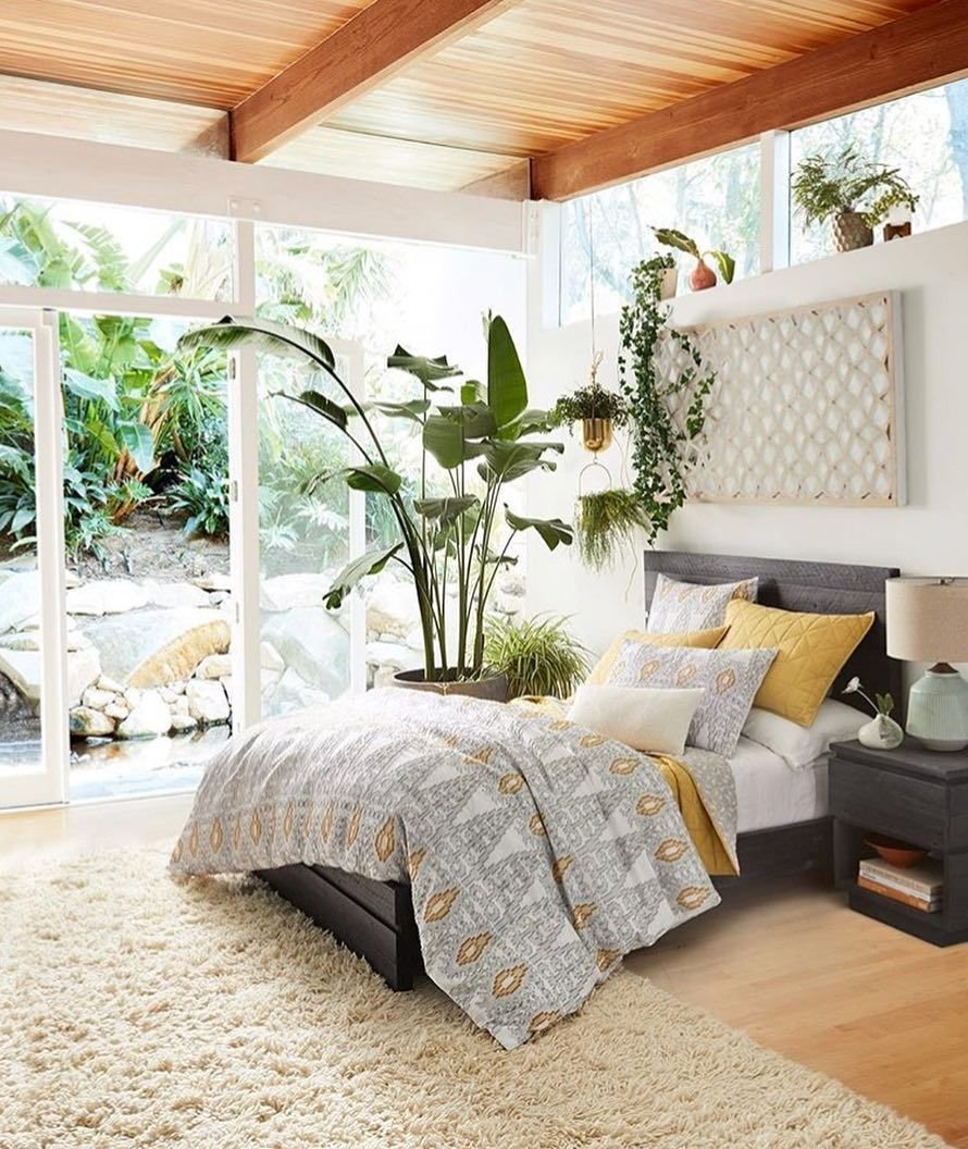 Растения в интерьере спальни