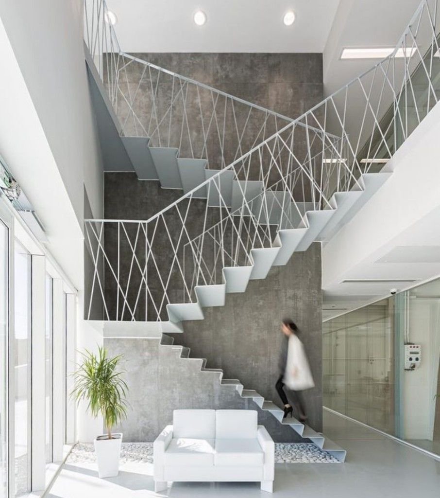 Белые перила в стиле лофт