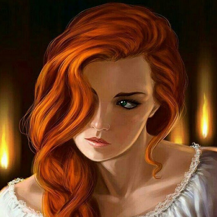Девушка с рыжими волосами арт