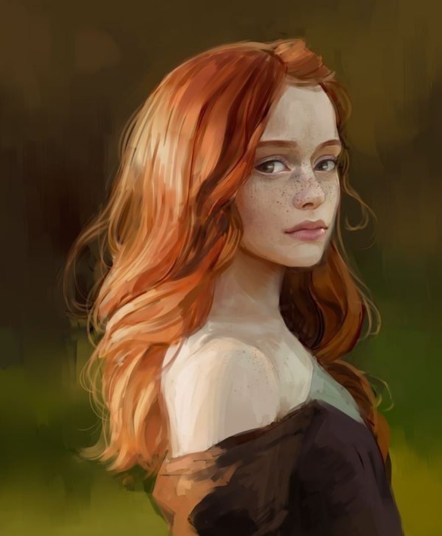 Девушка с рыжими волосами арт