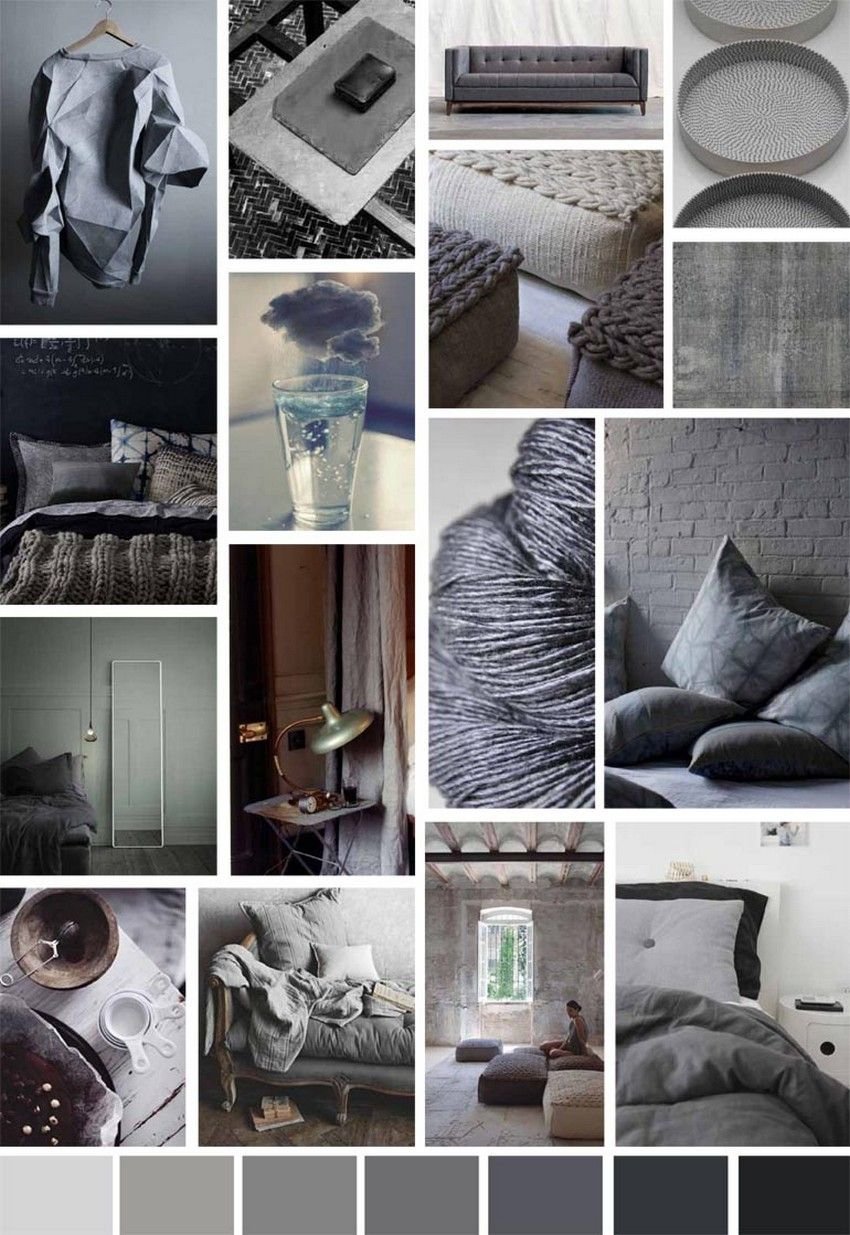 Мудборд интерьера в серых тонах