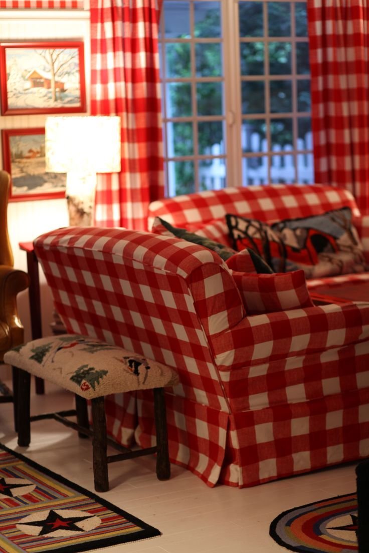 Клетка тартан в интерьере