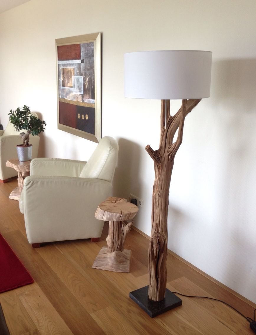 Торшер из ствола дерева напольный
