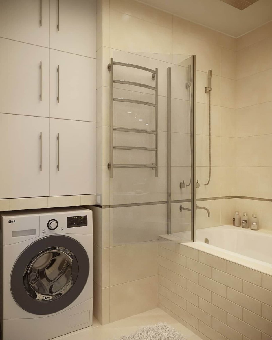 Ванная комната в хрущевке со стиральной машиной