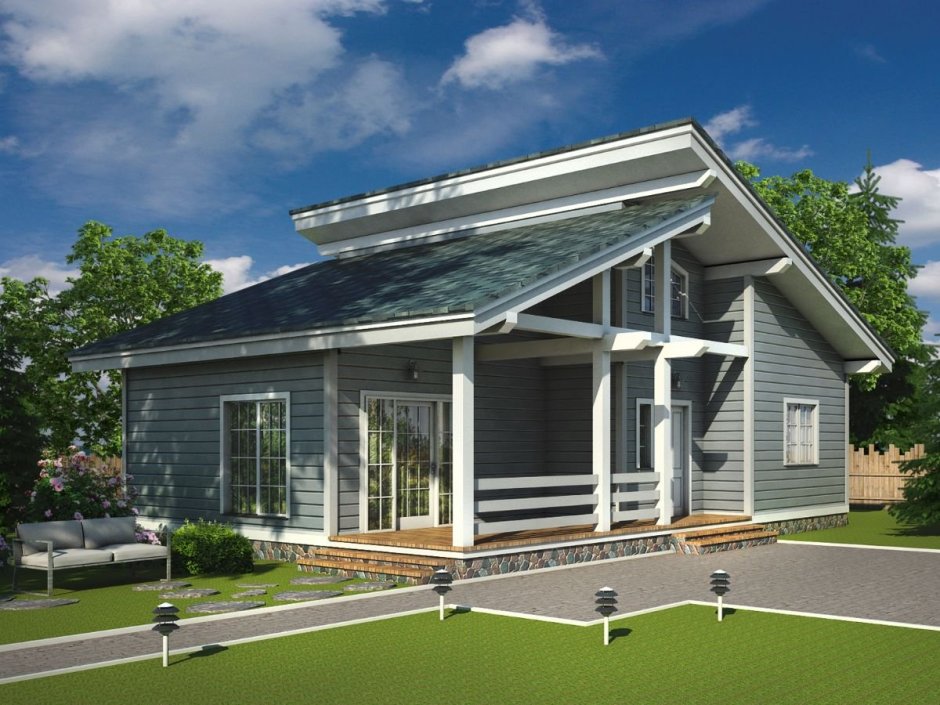 Дом двухскатная крыша Шале