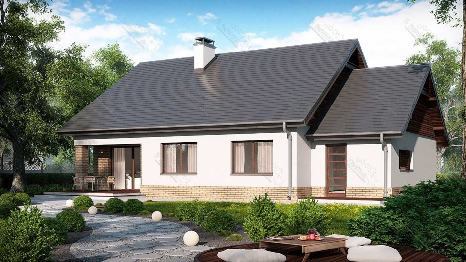 Одноэтажный дом с гаражом 100кв.м