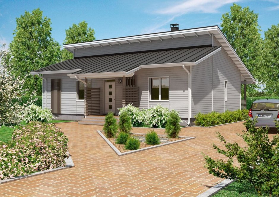 Приземистый одноэтажный дом