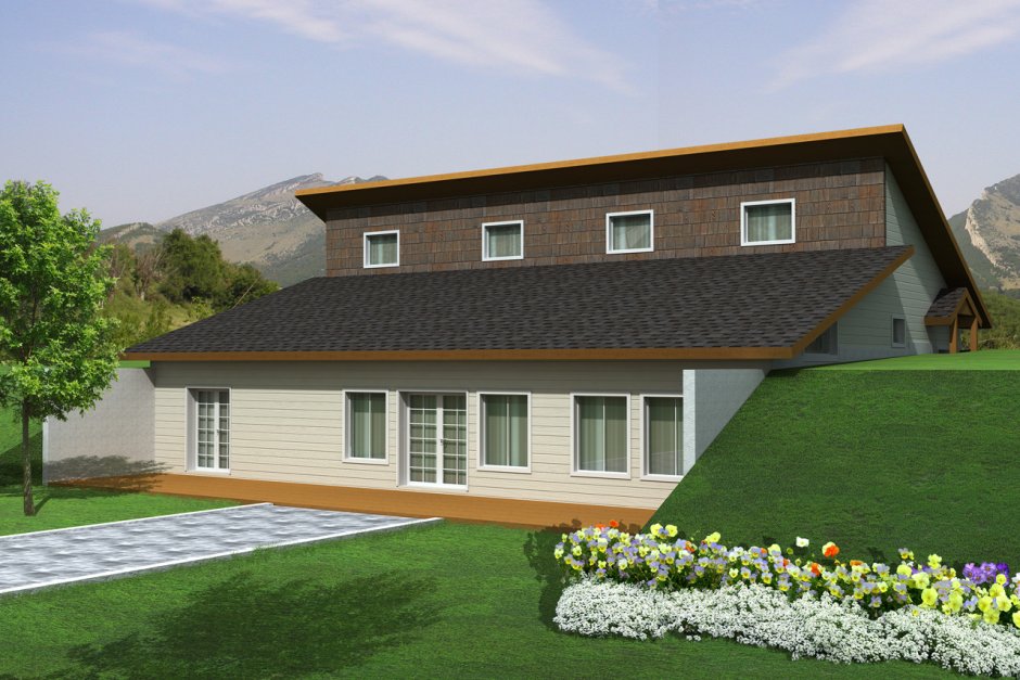 Дом односкатная кровля Модерн