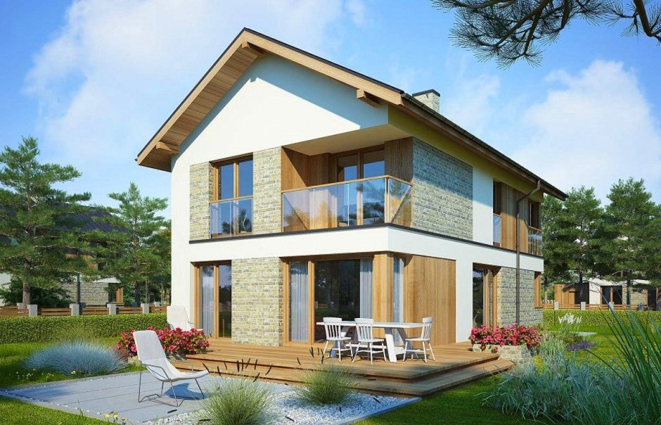 Двухэтажный дом с лоджией