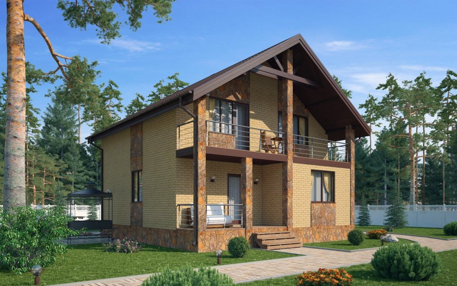 Двухэтажный дом с терассей