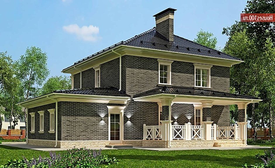 Дом с эркером и террасой