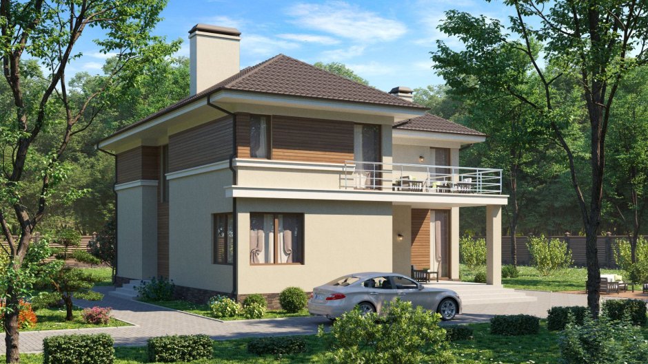 Трехэтажный дом с террасой и гаражом
