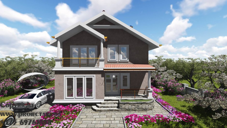 Маленький двухэтажный домик с балконом