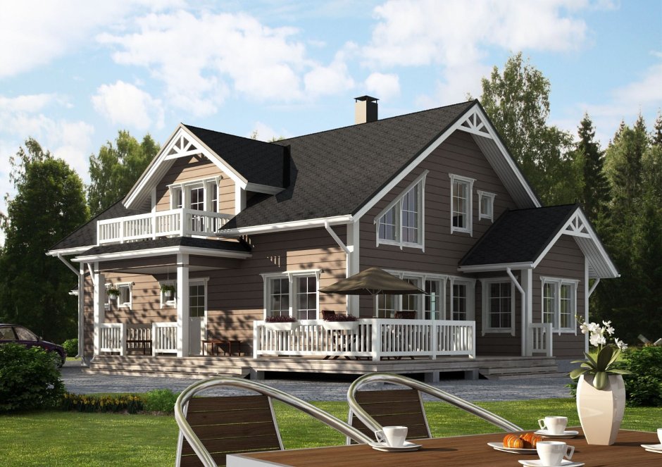 Веранда с балконом к дому