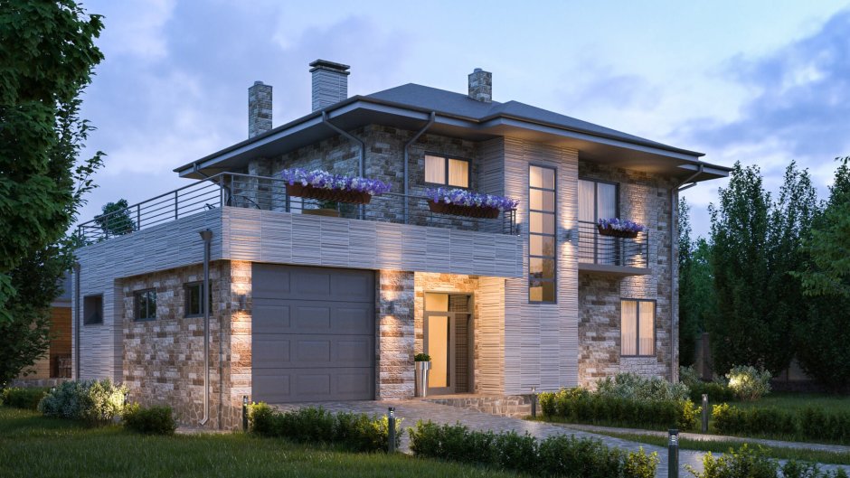 Двухэтажный дом с гаражом