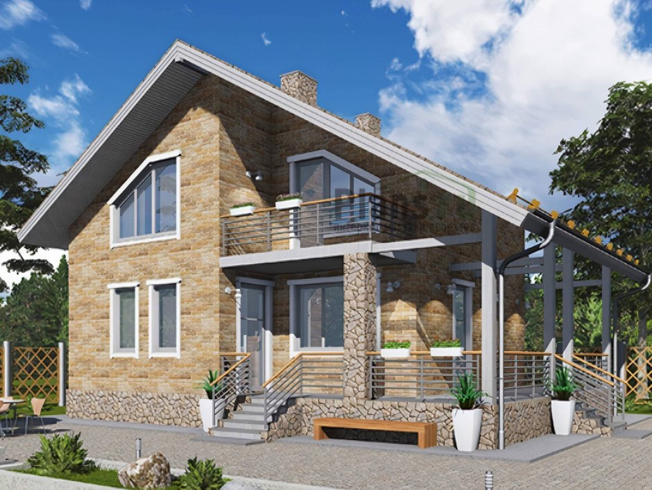 Дом 80 кв.м двухэтажный с мансардой из газобетона