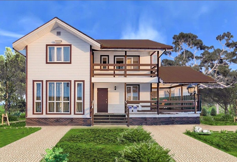 Двухэтажный дом с терассей