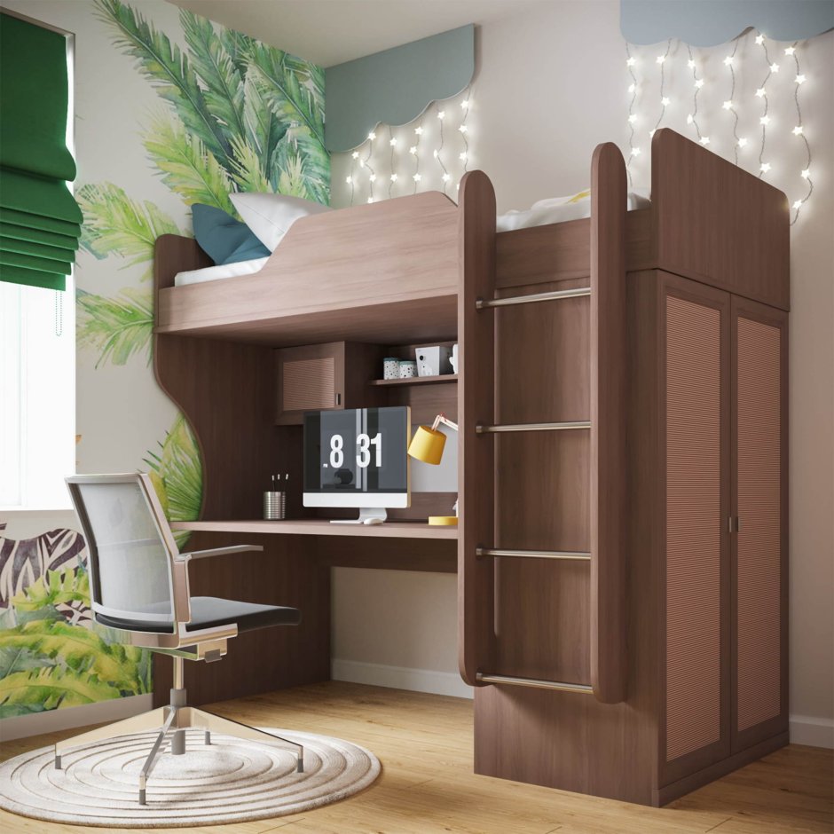 Кровать чердак лазурит