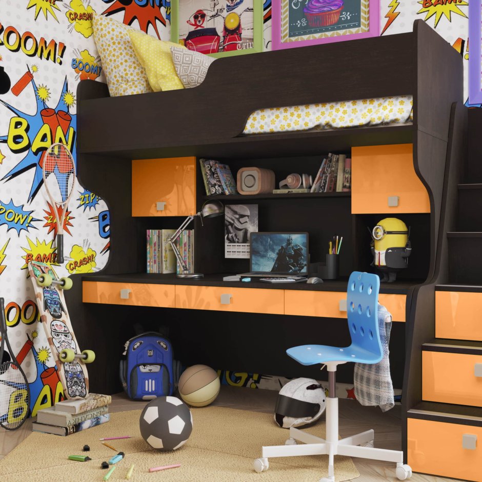 Тип на кровать Теана лазурит кровать-чердак