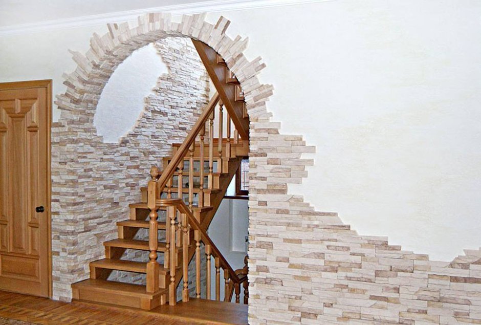Отделка арки искусственным камнем
