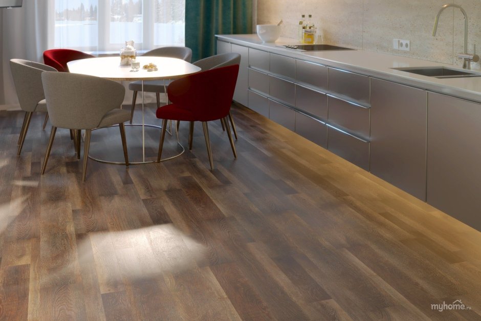 Ламинат на стене в спальне