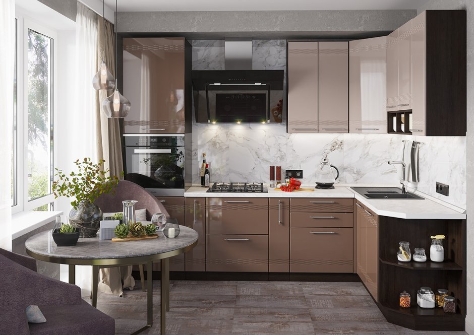 Кухня мокко шоколад глянец